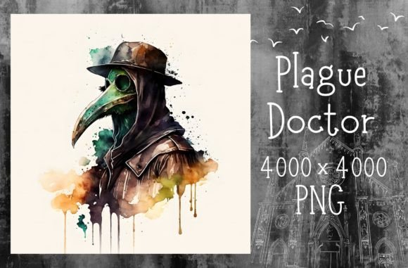 Download Watercolor Plague Doctor Gothic Design - Premium Resources